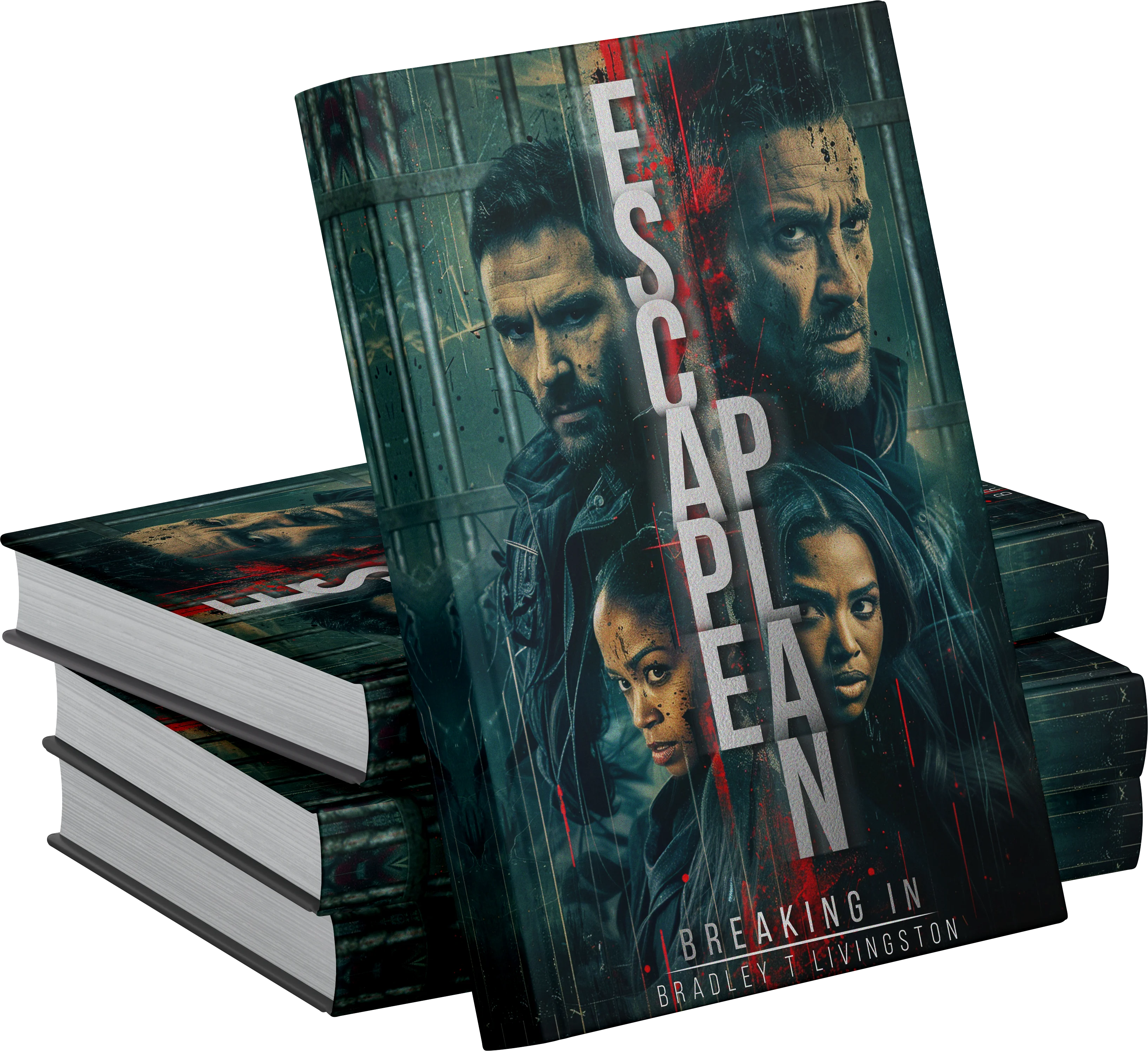 A professionally published hardcover book with a stack of printed copies